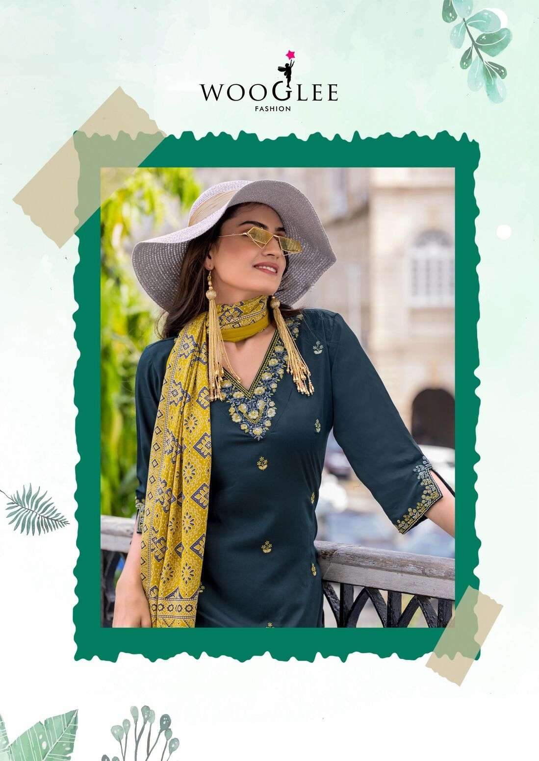 NAGMA BY WOOGLEE IN VISCOSE WEAVING WITH HANDWORK AND LYCRA COTTON BOTTOM 