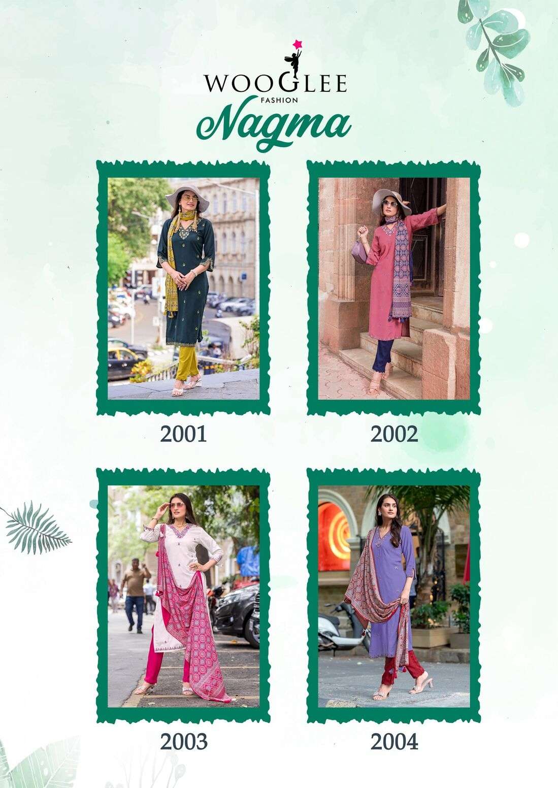 NAGMA BY WOOGLEE IN VISCOSE WEAVING WITH HANDWORK AND LYCRA COTTON BOTTOM 