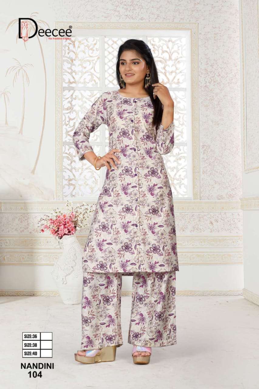 NANDINI BY DEECEE IN VATICAN PRINT FABRIC STRAIGHT KURTI WITH PANEL BUTTON PATTI 