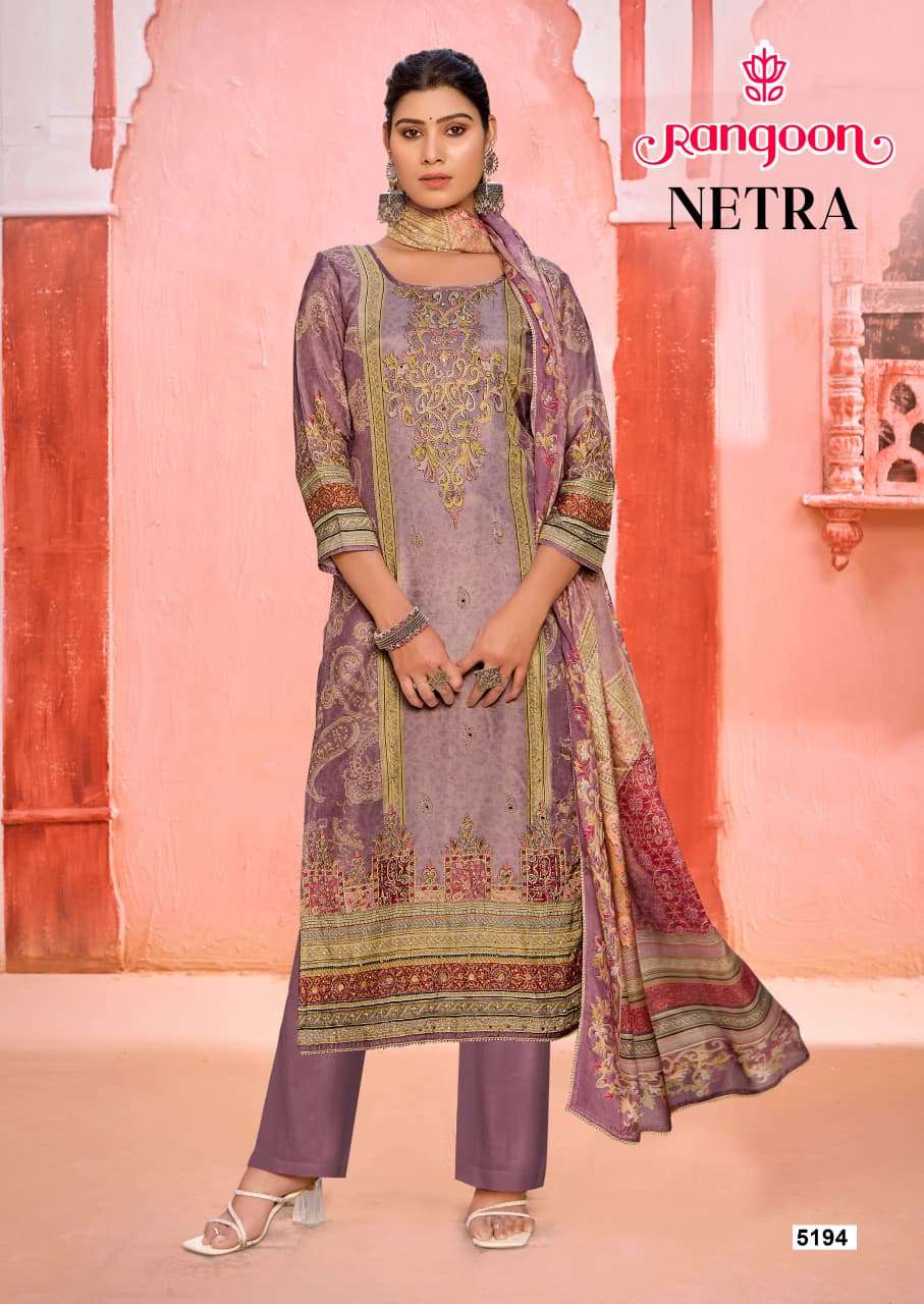NETRA BY RANGOON IN PURE MUSLIN WITH PURE DIGITAL PRINT WITH EMBROIDERY AND AARI WORK 