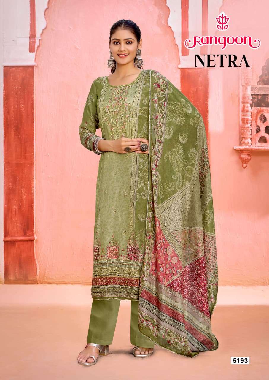 NETRA BY RANGOON IN PURE MUSLIN WITH PURE DIGITAL PRINT WITH EMBROIDERY AND AARI WORK 
