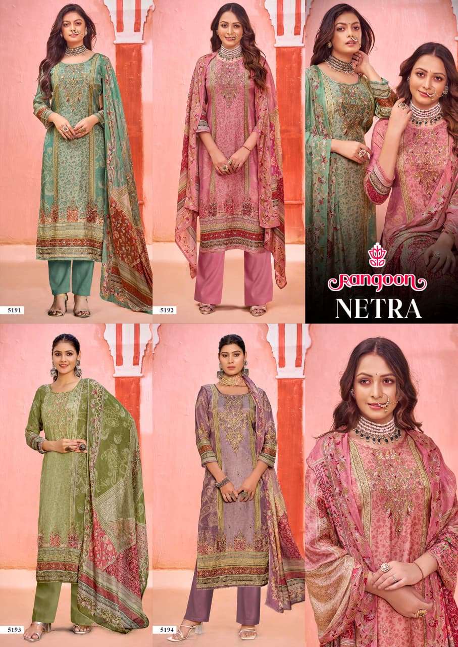 NETRA BY RANGOON IN PURE MUSLIN WITH PURE DIGITAL PRINT WITH EMBROIDERY AND AARI WORK 