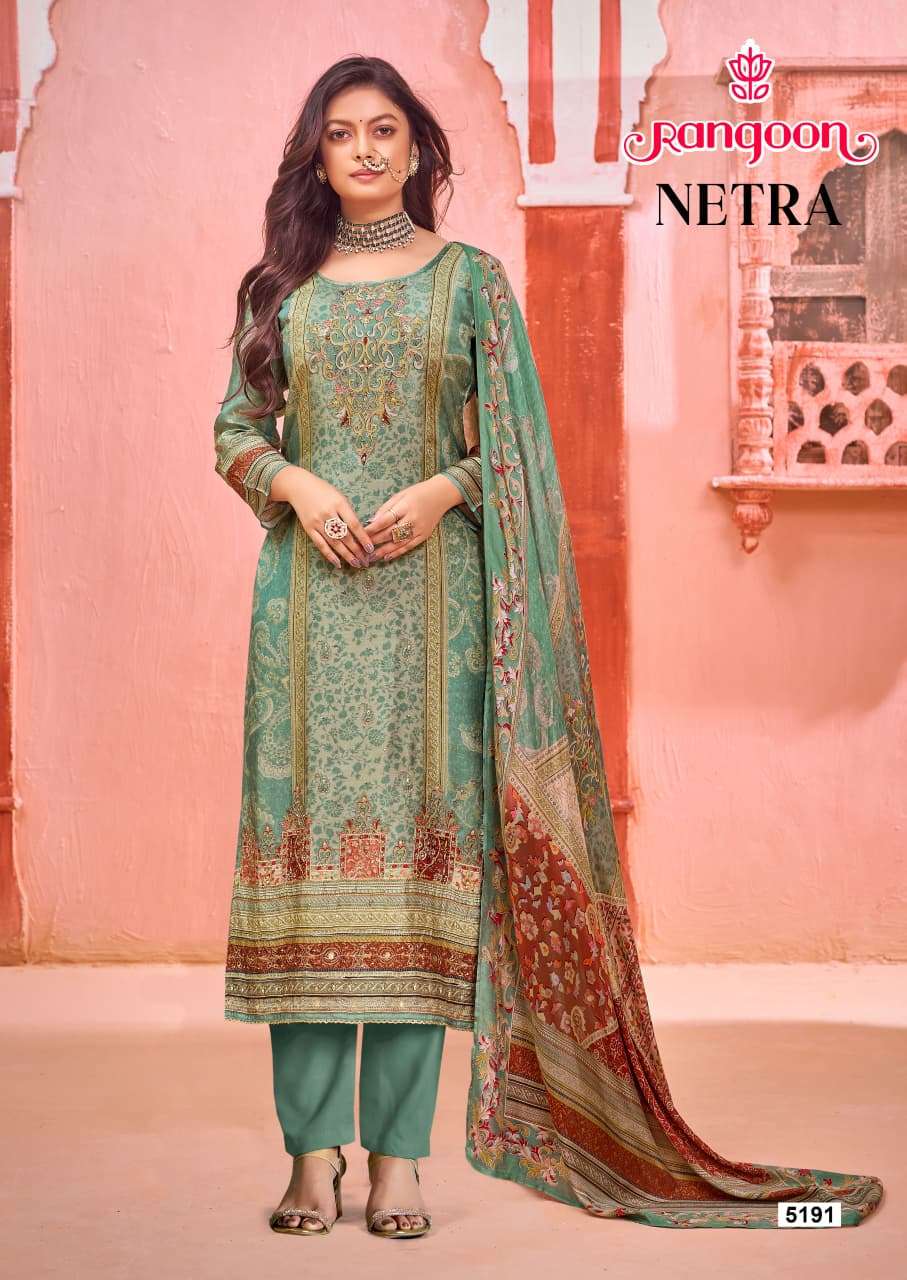 NETRA BY RANGOON IN PURE MUSLIN WITH PURE DIGITAL PRINT WITH EMBROIDERY AND AARI WORK 