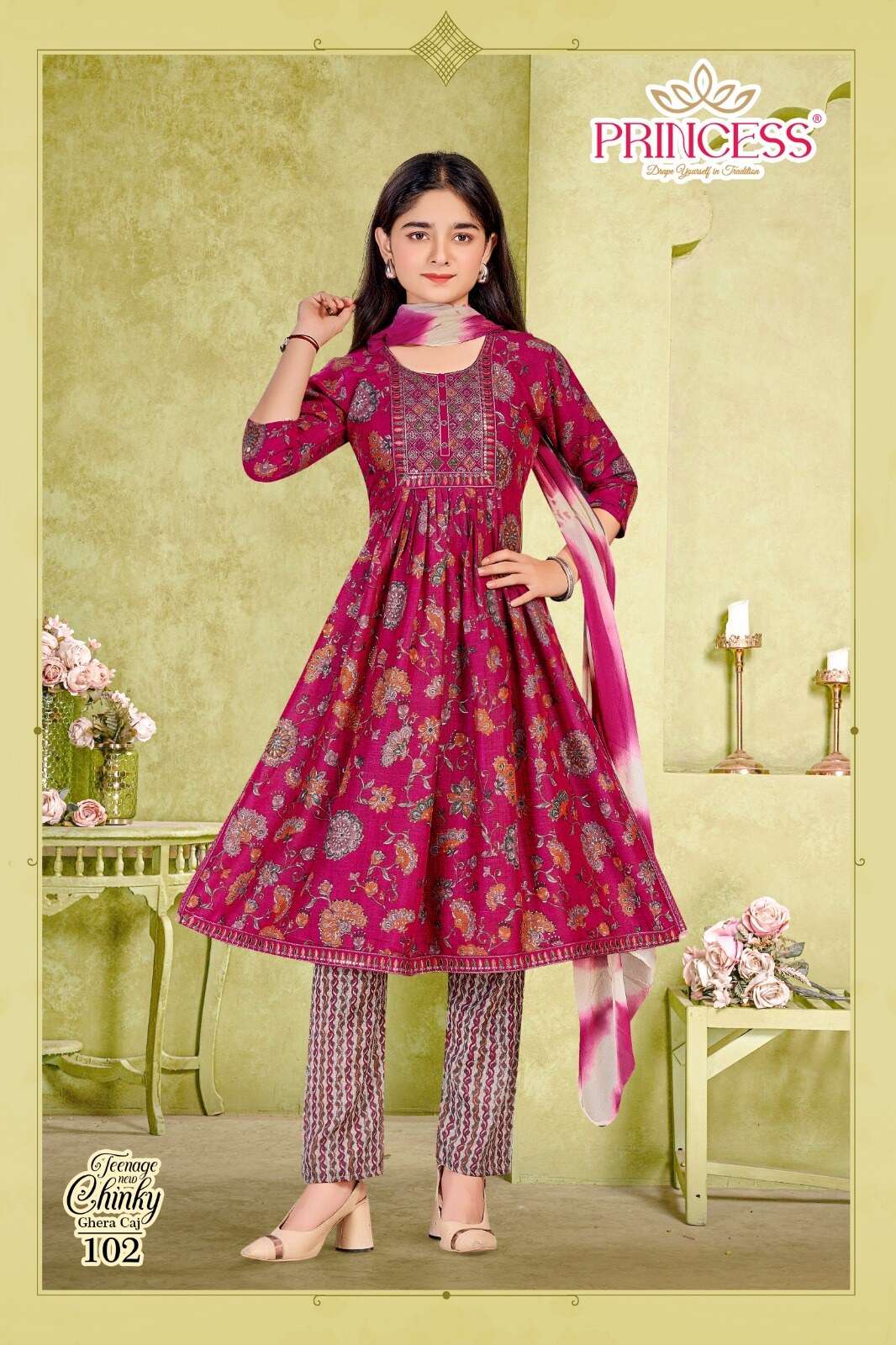 NEW TEENAGE CHINKY GHERA CAJ BY PRINCESS CREATION IN CAPSULE PRINT FABRICS 