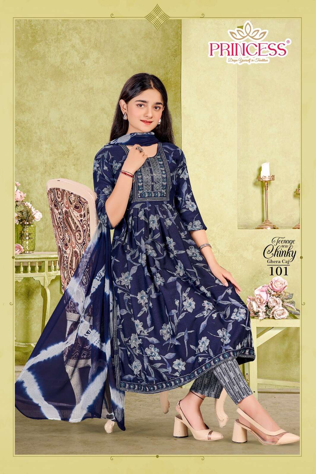 NEW TEENAGE CHINKY GHERA CAJ BY PRINCESS CREATION IN CAPSULE PRINT FABRICS 