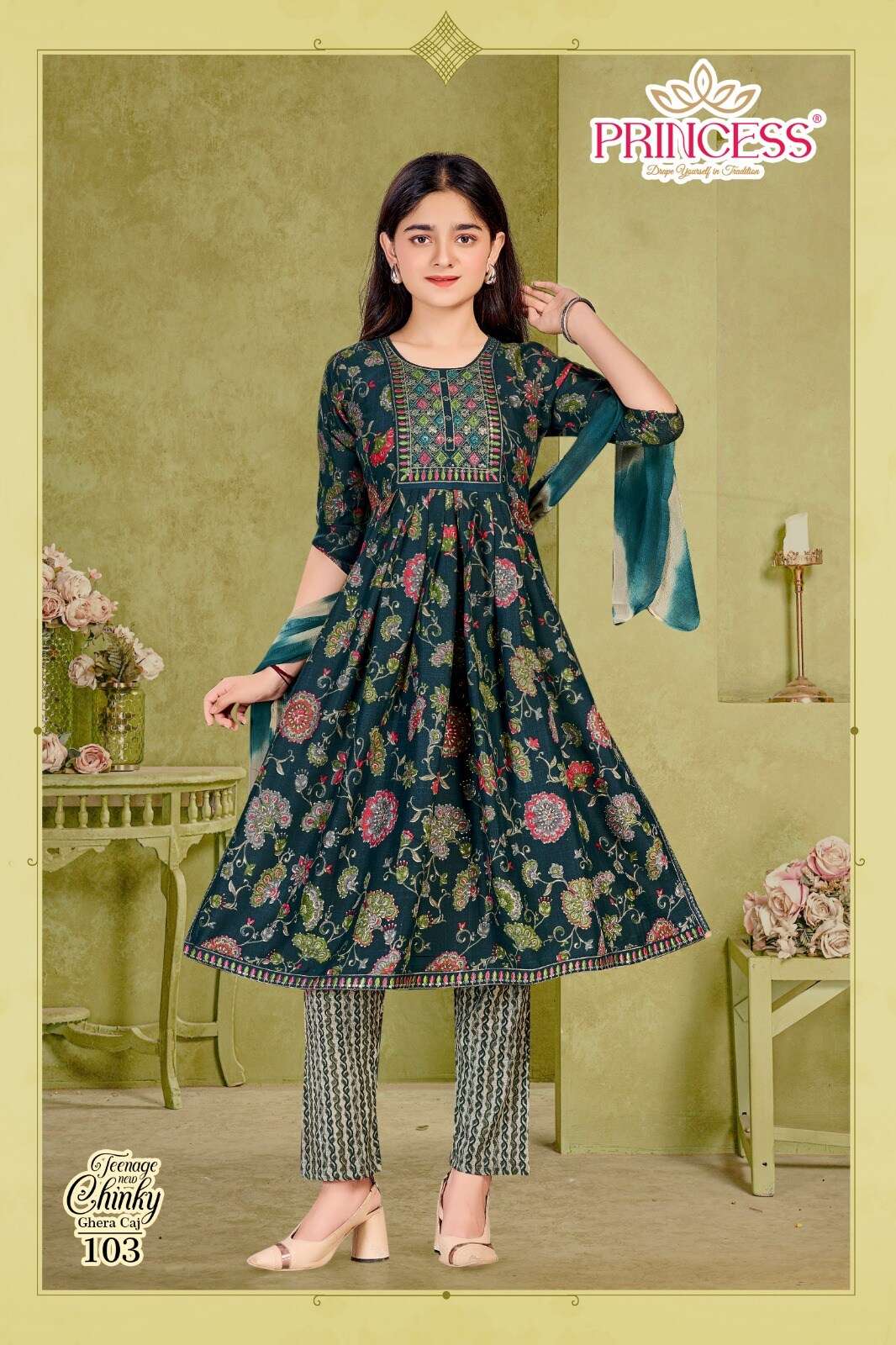 NEW TEENAGE CHINKY GHERA CAJ BY PRINCESS CREATION IN CAPSULE PRINT FABRICS 