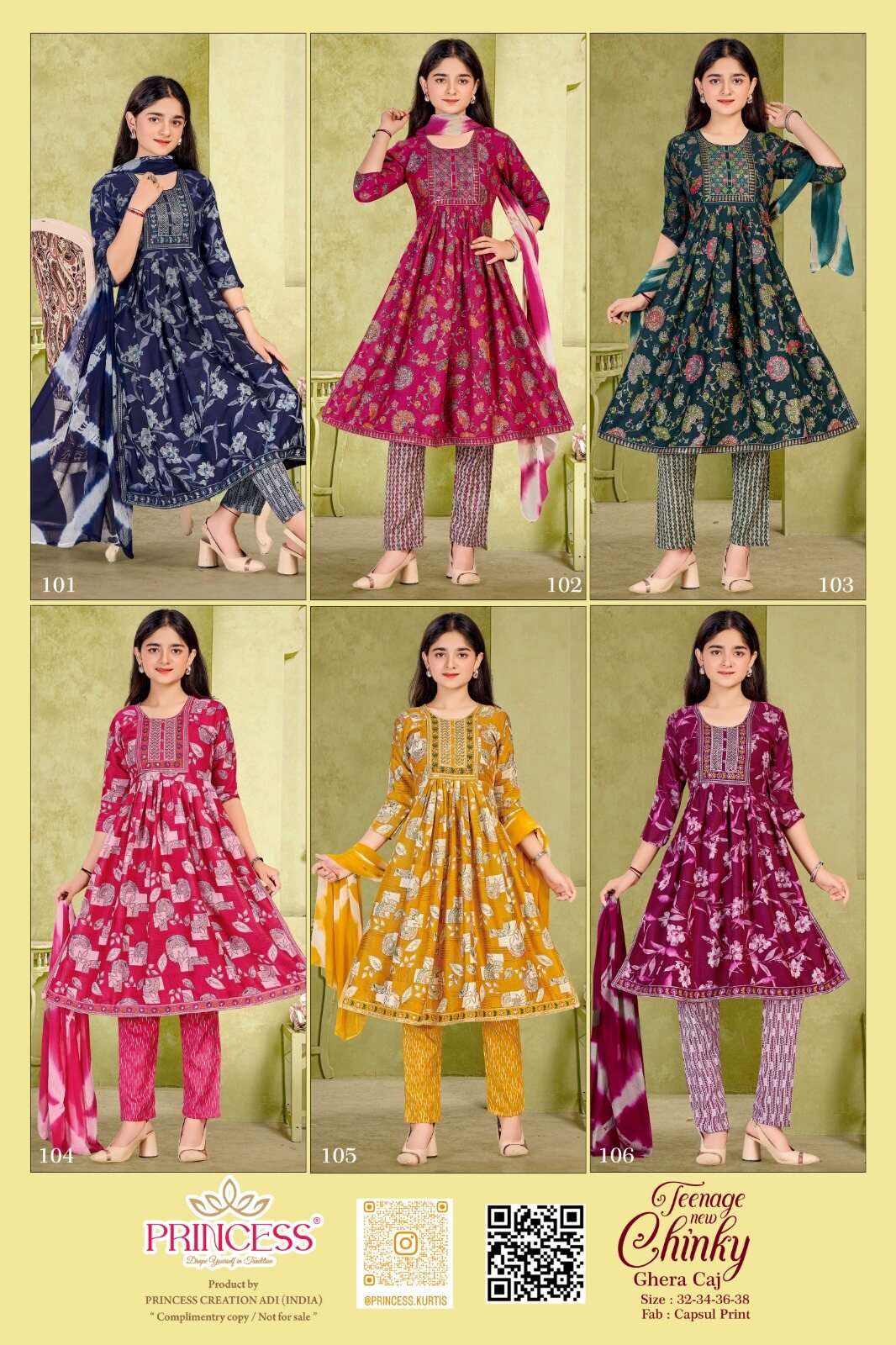 NEW TEENAGE CHINKY GHERA CAJ BY PRINCESS CREATION IN CAPSULE PRINT FABRICS 