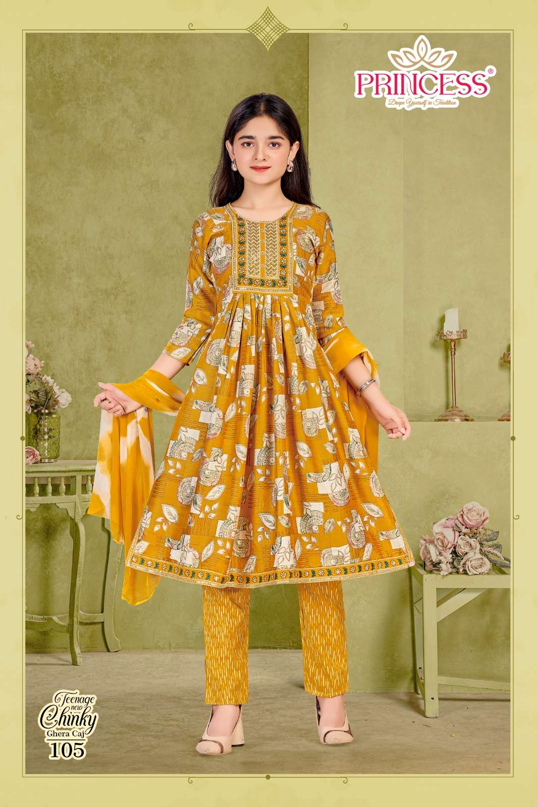 NEW TEENAGE CHINKY GHERA CAJ BY PRINCESS CREATION IN CAPSULE PRINT FABRICS 