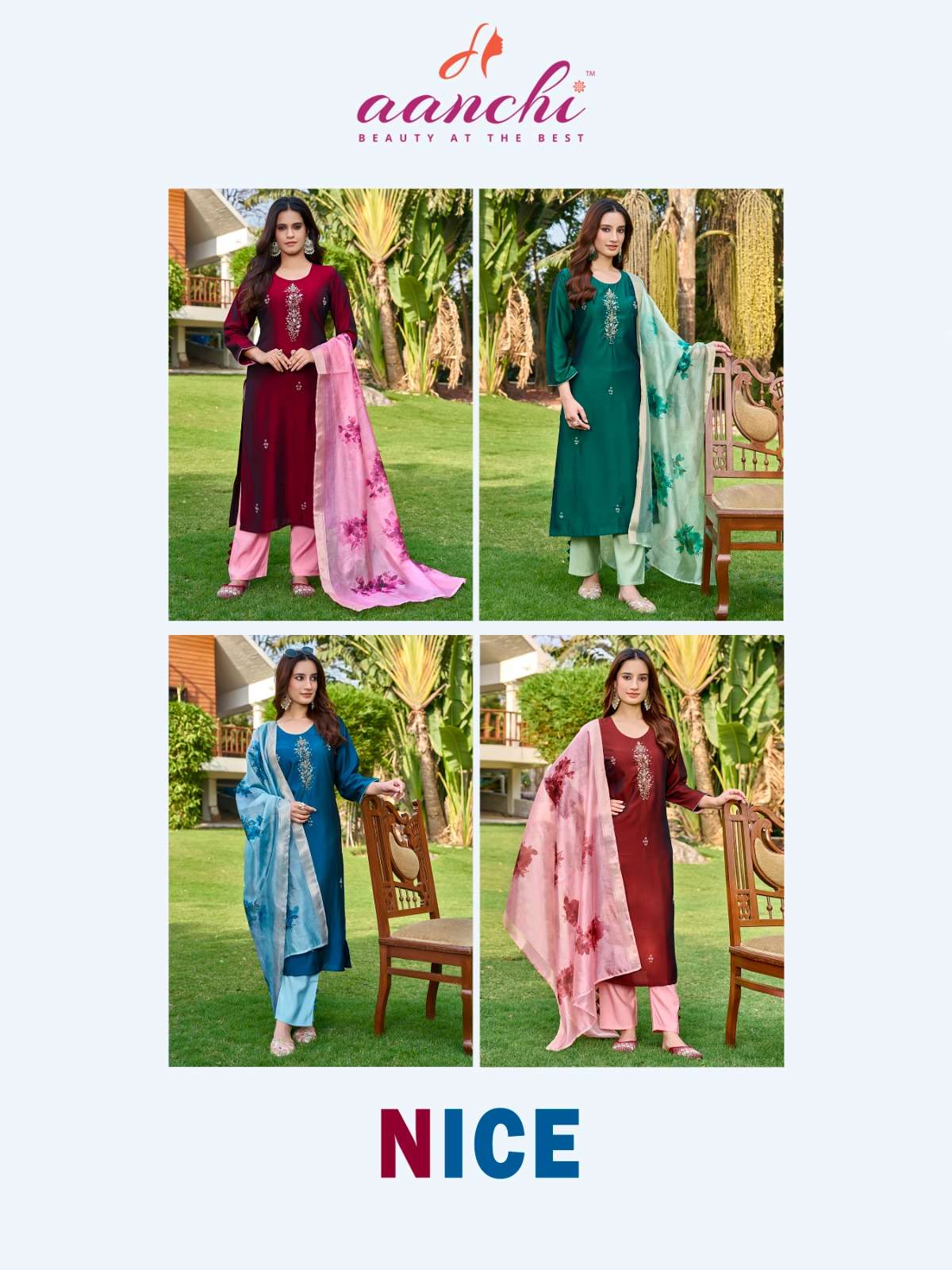 NICE BY AANCHI IN RANGEELA SILK WITH FANCY DIGITAL DUPATTA 3 PCS SET STRAIGHT CONCEPT 