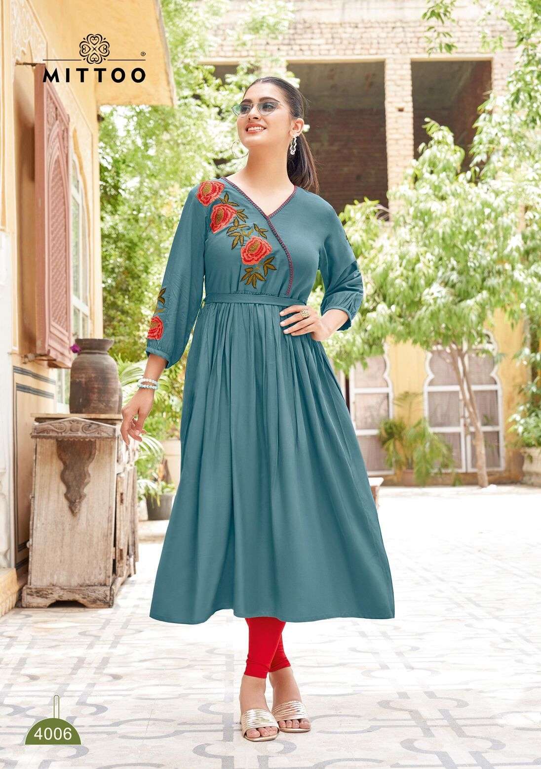 NORA BY MITTOO IN HEAVY RAYON WITH HANDWORK ANARKALI STYLE 