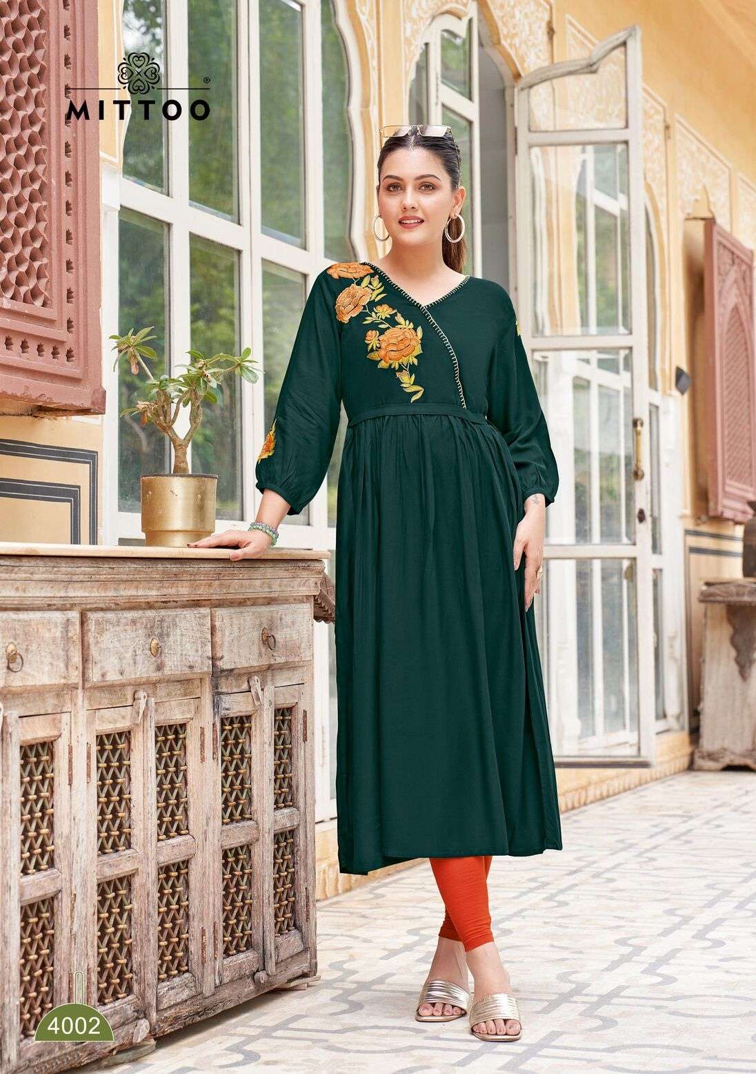 NORA BY MITTOO IN HEAVY RAYON WITH HANDWORK ANARKALI STYLE 