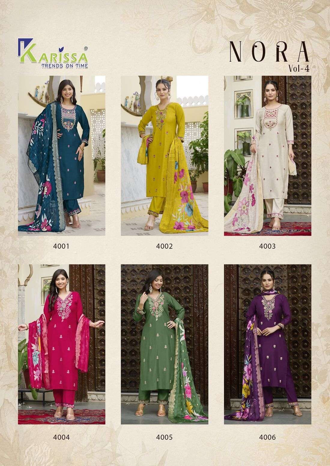 NORA VOL-4 BY KARISSA IN PREMIUM PURE FANCY VISCOSE THREAD HAND KHATLI WORK 
