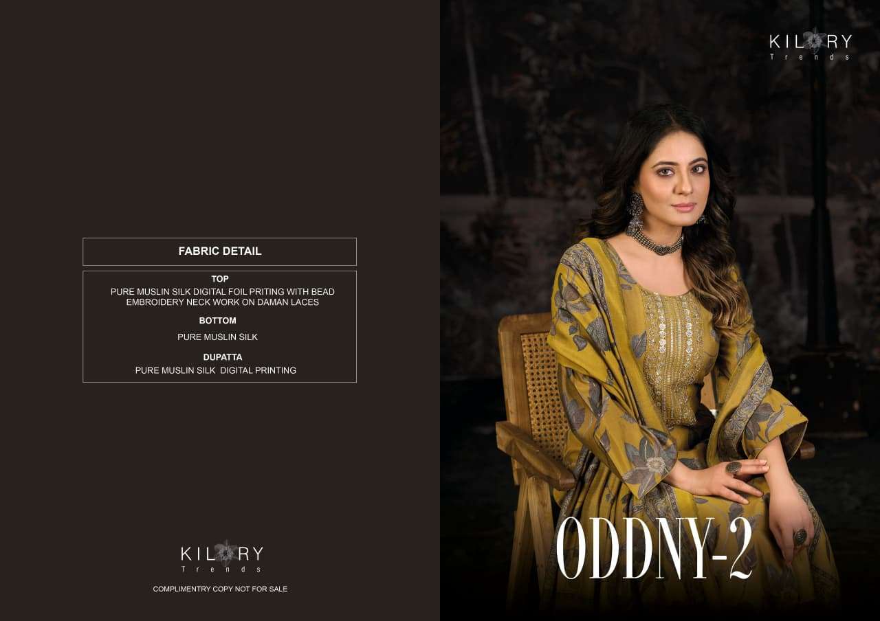 ODDNY-2 BY KILORY TRENDS IN PURE MUSLIN SILK DIGITAL FOIL PRINT WITH FANCY HAND WORK 