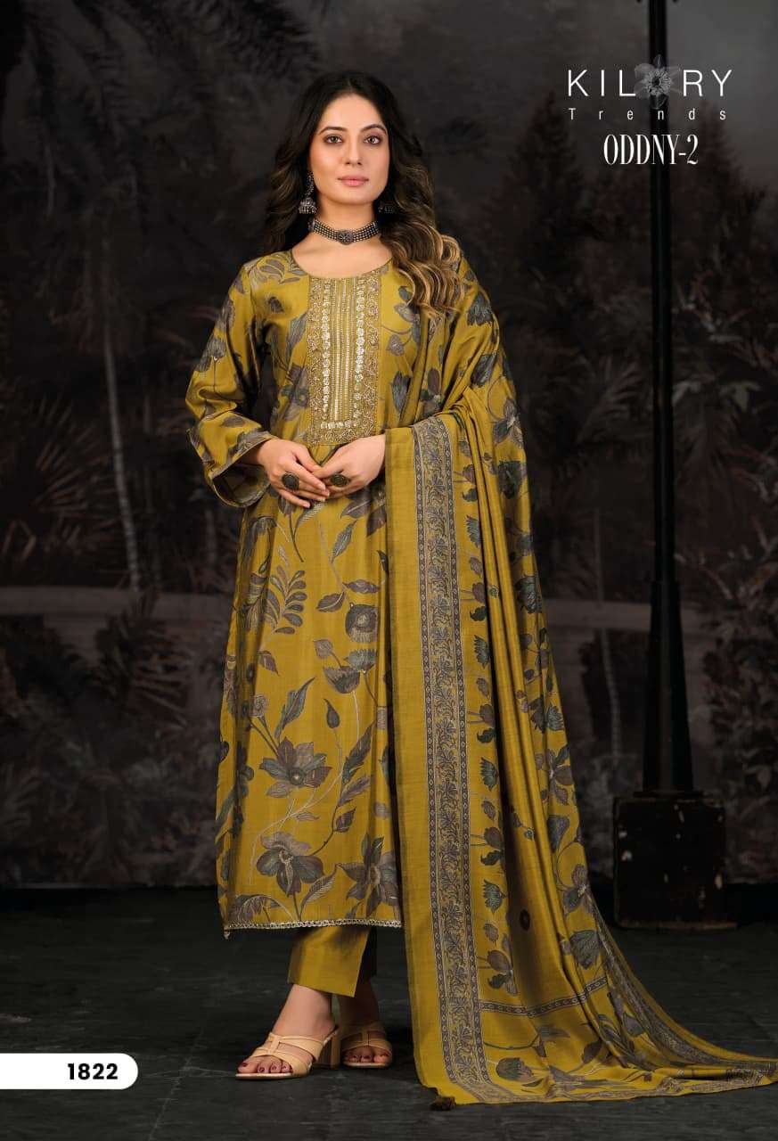 ODDNY-2 BY KILORY TRENDS IN PURE MUSLIN SILK DIGITAL FOIL PRINT WITH FANCY HAND WORK 