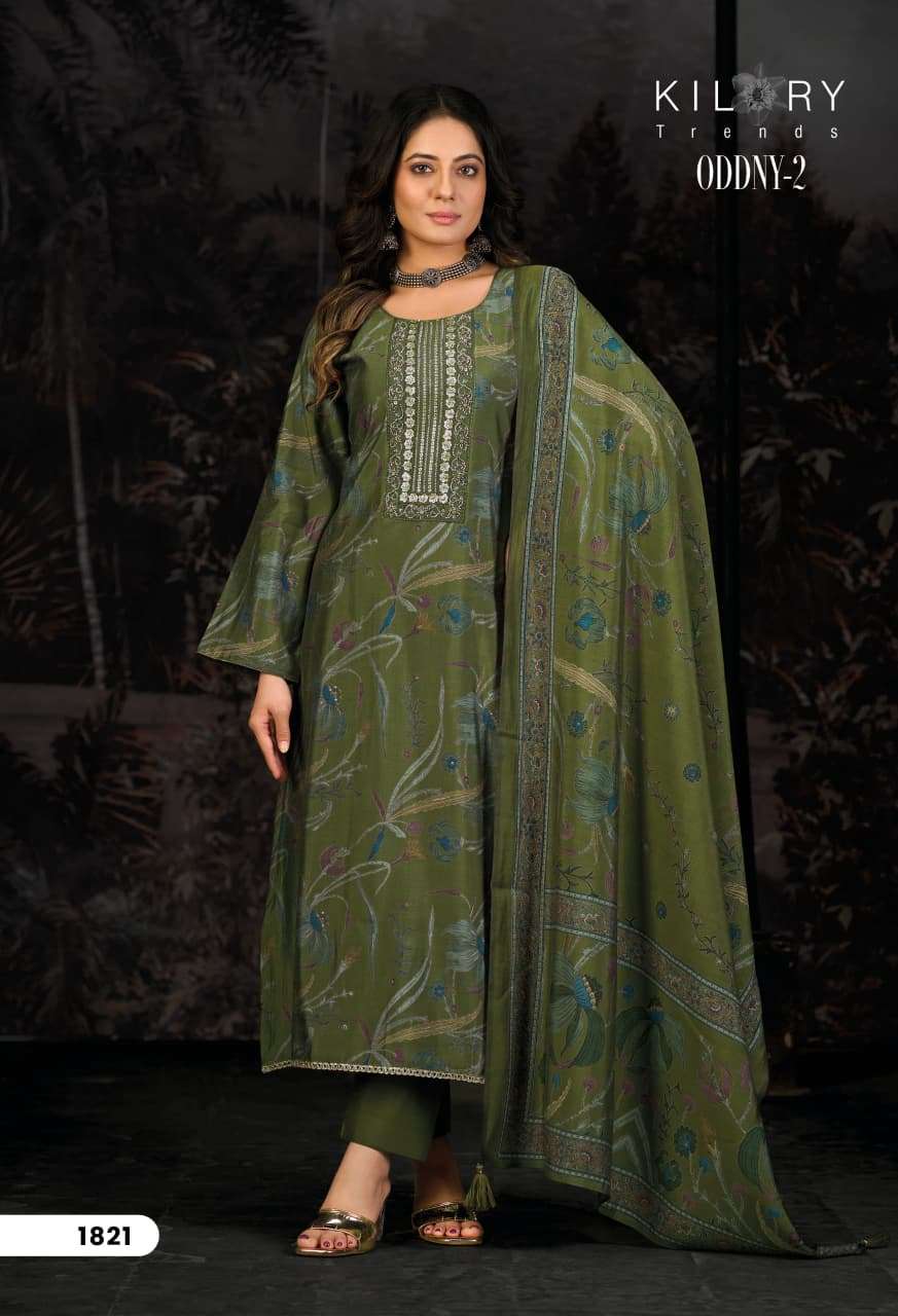 ODDNY-2 BY KILORY TRENDS IN PURE MUSLIN SILK DIGITAL FOIL PRINT WITH FANCY HAND WORK 