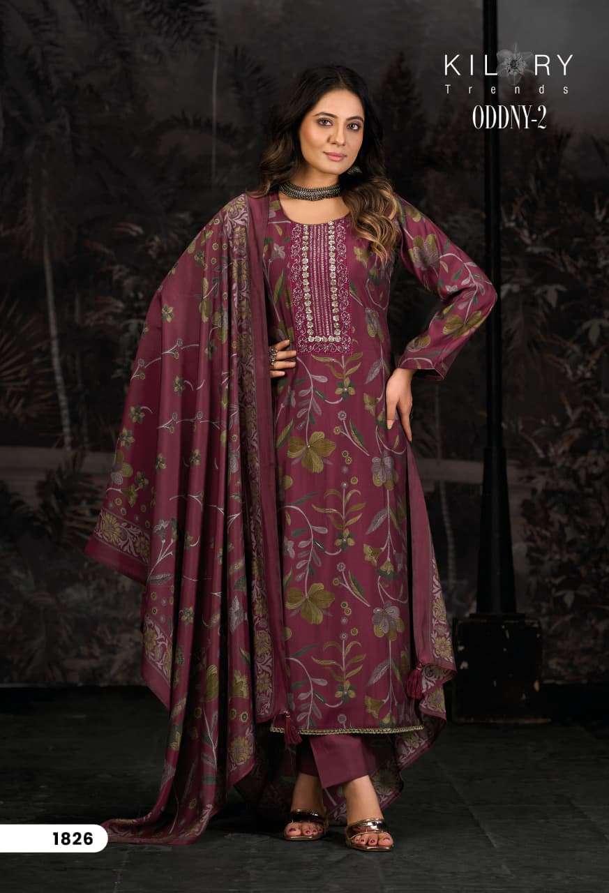 ODDNY-2 BY KILORY TRENDS IN PURE MUSLIN SILK DIGITAL FOIL PRINT WITH FANCY HAND WORK 