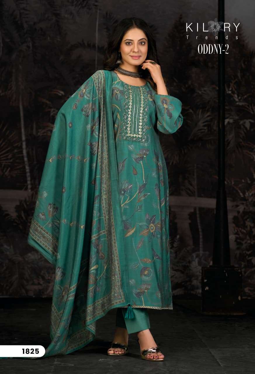 ODDNY-2 BY KILORY TRENDS IN PURE MUSLIN SILK DIGITAL FOIL PRINT WITH FANCY HAND WORK 