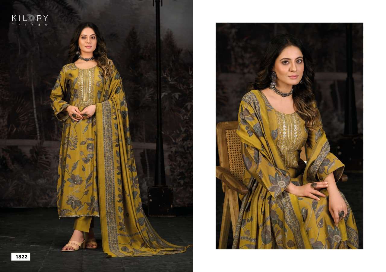 ODDNY-2 BY KILORY TRENDS IN PURE MUSLIN SILK DIGITAL FOIL PRINT WITH FANCY HAND WORK 