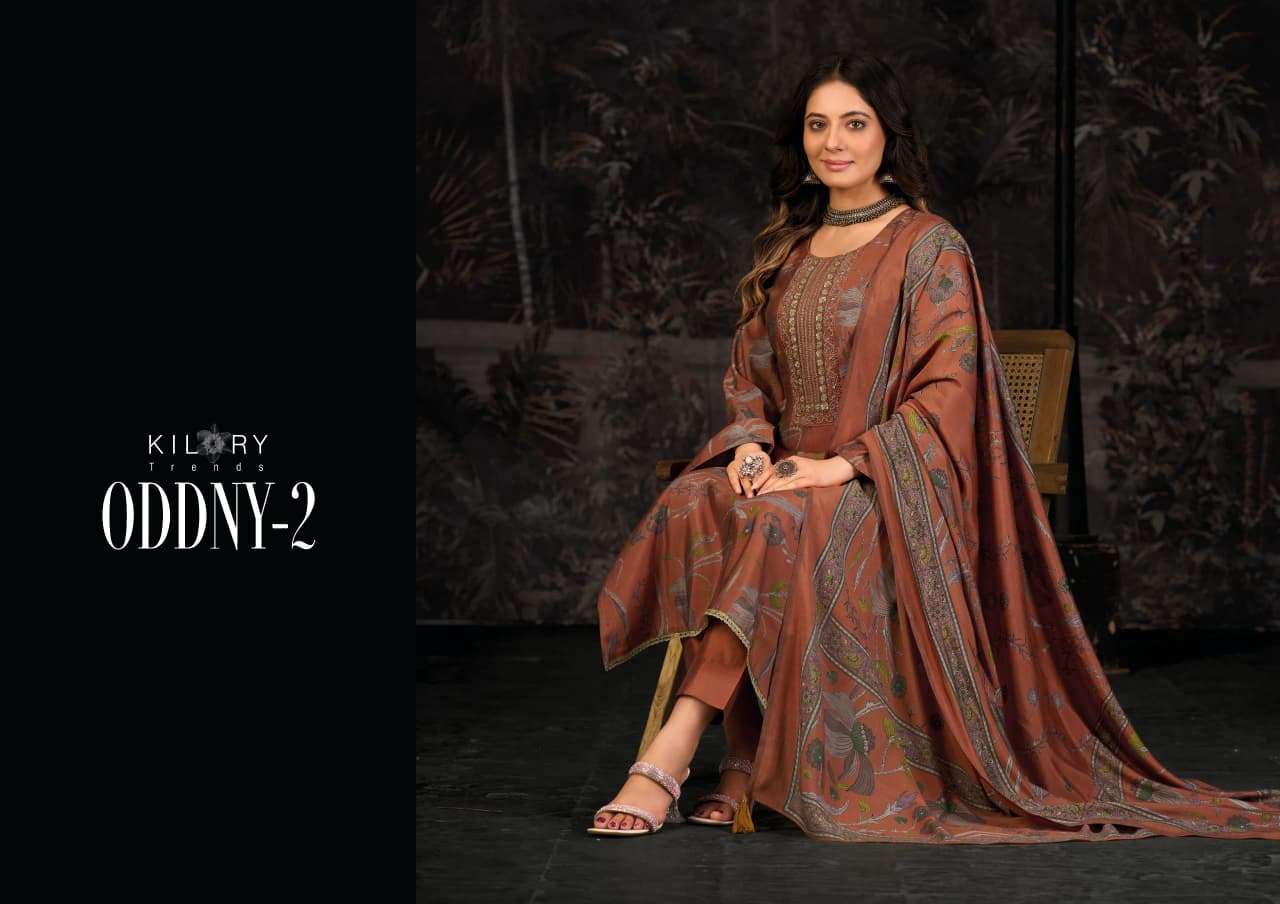 ODDNY-2 BY KILORY TRENDS IN PURE MUSLIN SILK DIGITAL FOIL PRINT WITH FANCY HAND WORK 