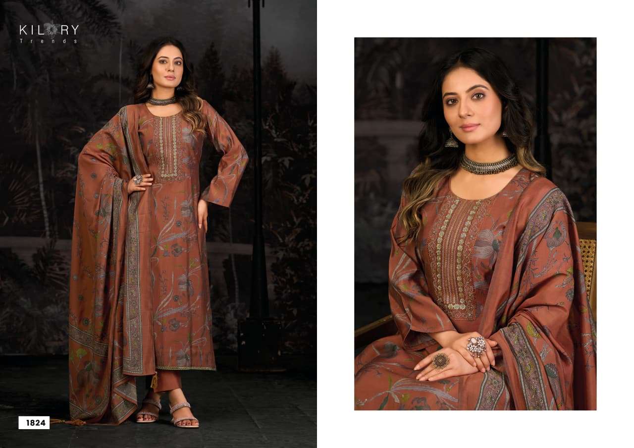 ODDNY-2 BY KILORY TRENDS IN PURE MUSLIN SILK DIGITAL FOIL PRINT WITH FANCY HAND WORK 