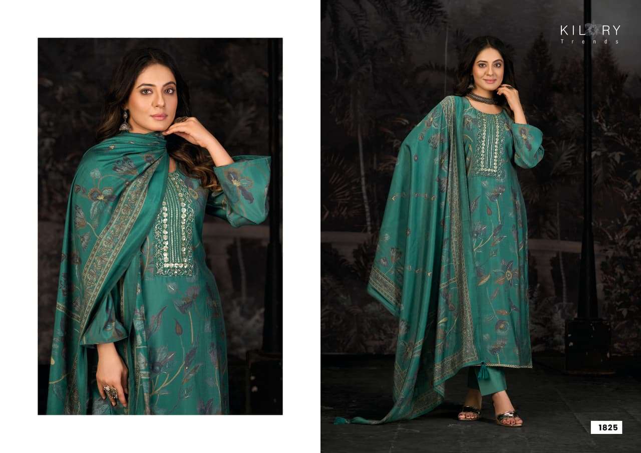 ODDNY-2 BY KILORY TRENDS IN PURE MUSLIN SILK DIGITAL FOIL PRINT WITH FANCY HAND WORK 