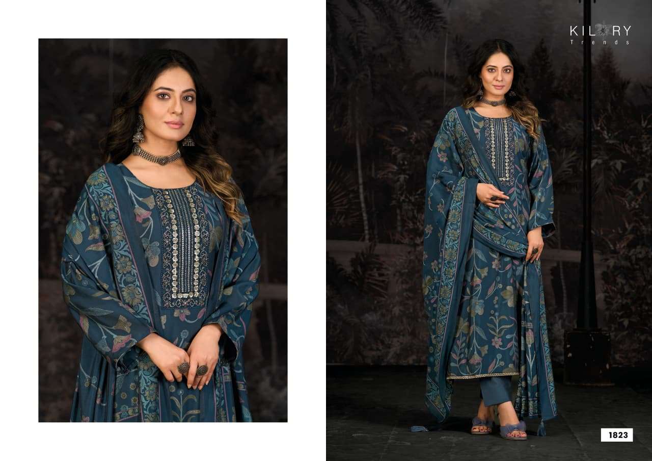 ODDNY-2 BY KILORY TRENDS IN PURE MUSLIN SILK DIGITAL FOIL PRINT WITH FANCY HAND WORK 