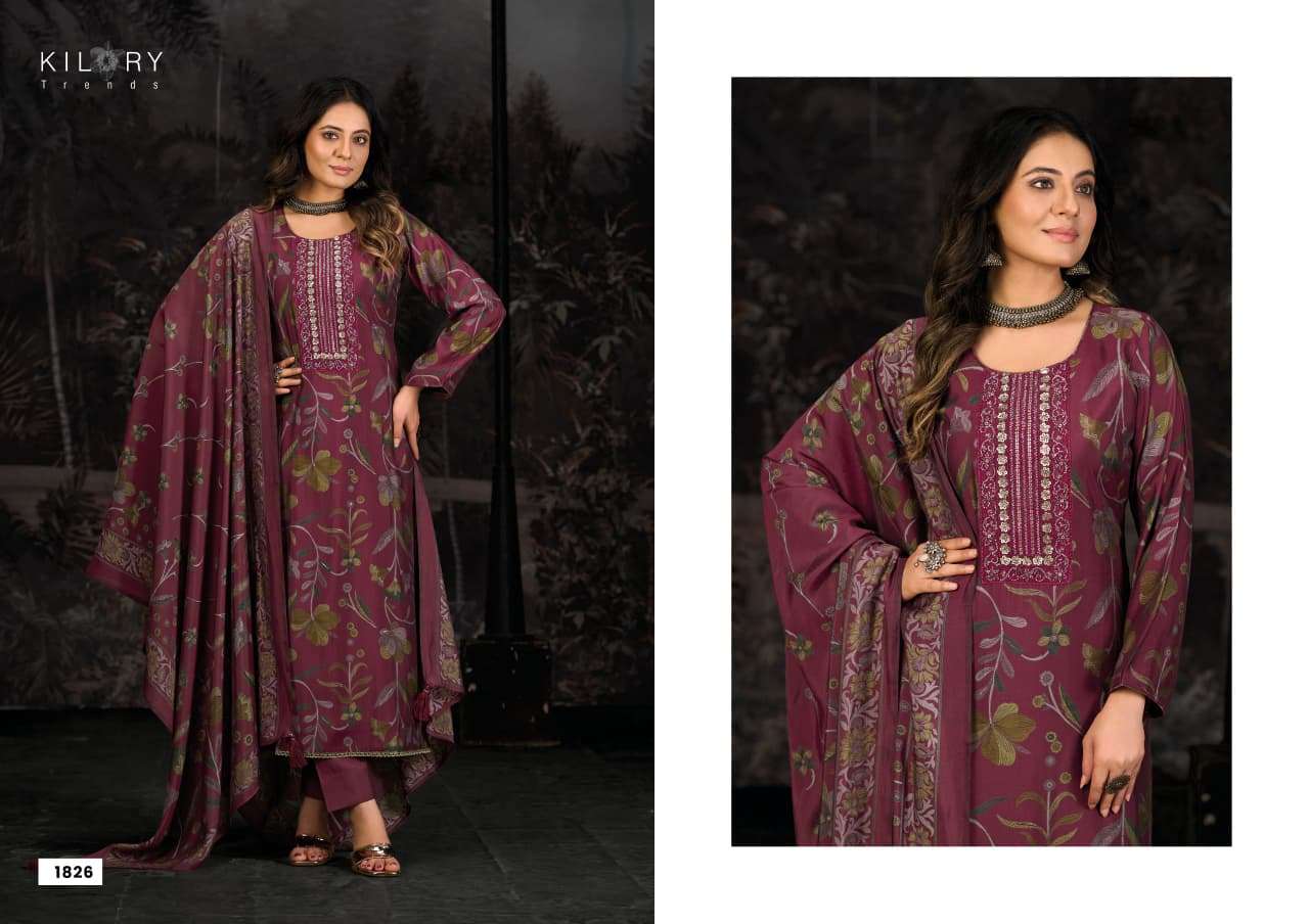 ODDNY-2 BY KILORY TRENDS IN PURE MUSLIN SILK DIGITAL FOIL PRINT WITH FANCY HAND WORK 