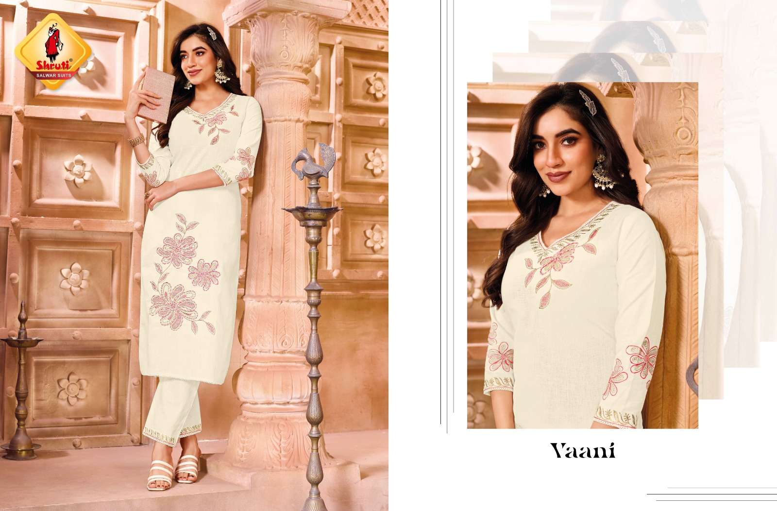 PAHELI VOL-12 BY SHRUTI SUIT PURE COTTON EMBROIDERY THREAD WORK KURTI PANT 