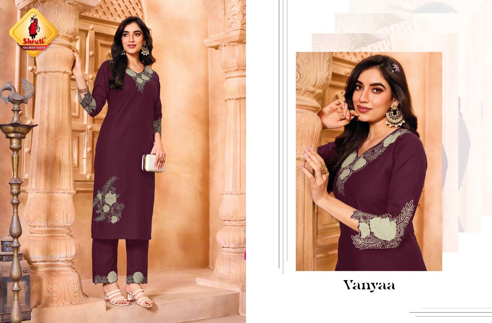 PAHELI VOL-12 BY SHRUTI SUIT PURE COTTON EMBROIDERY THREAD WORK KURTI PANT 