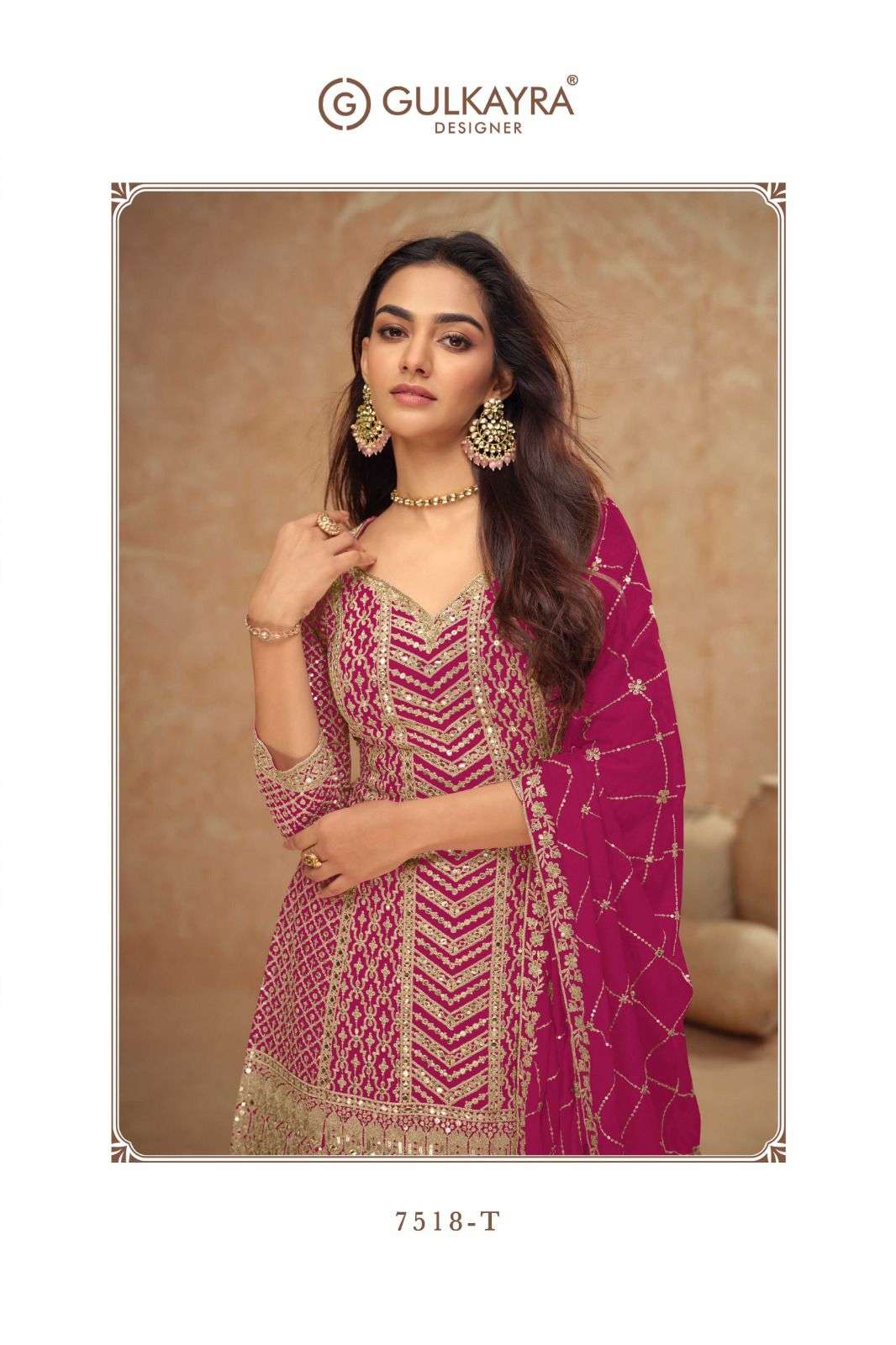 PALAK VOL-5 BY GULKAYRA DESIGNER IN REAL CHINON TOP & PLAZZO WITH EMBROIDERY WORK 