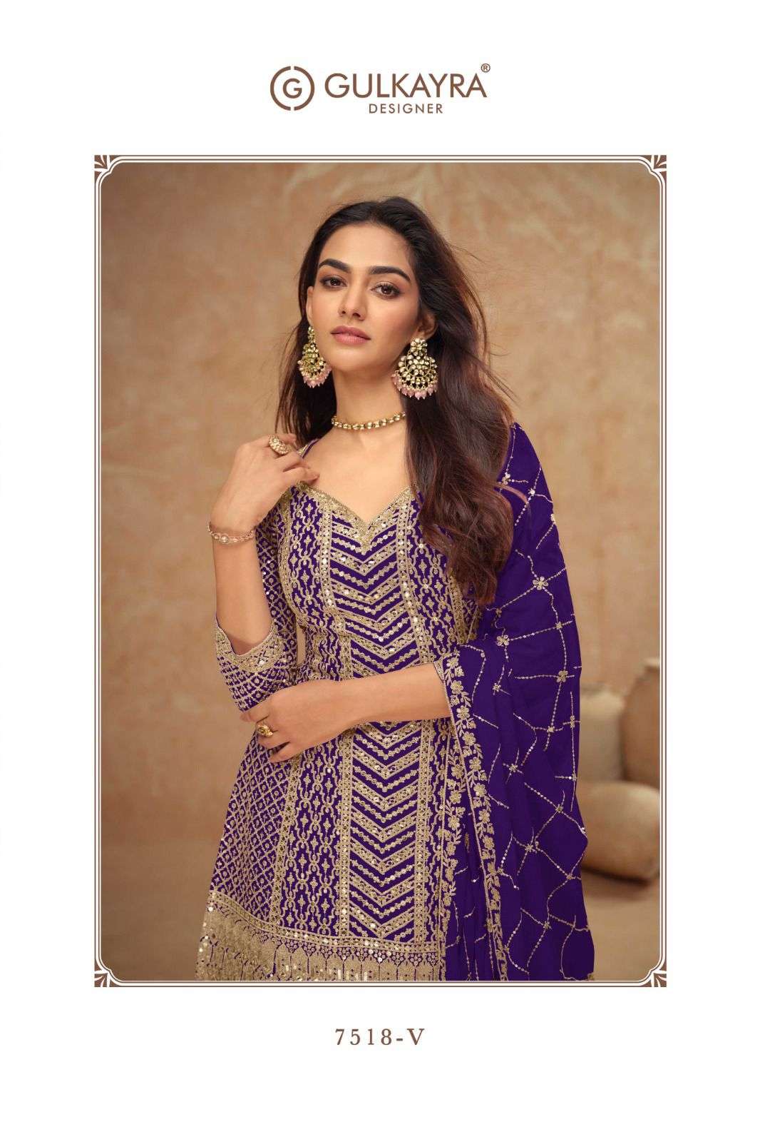 PALAK VOL-5 BY GULKAYRA DESIGNER IN REAL CHINON TOP & PLAZZO WITH EMBROIDERY WORK 