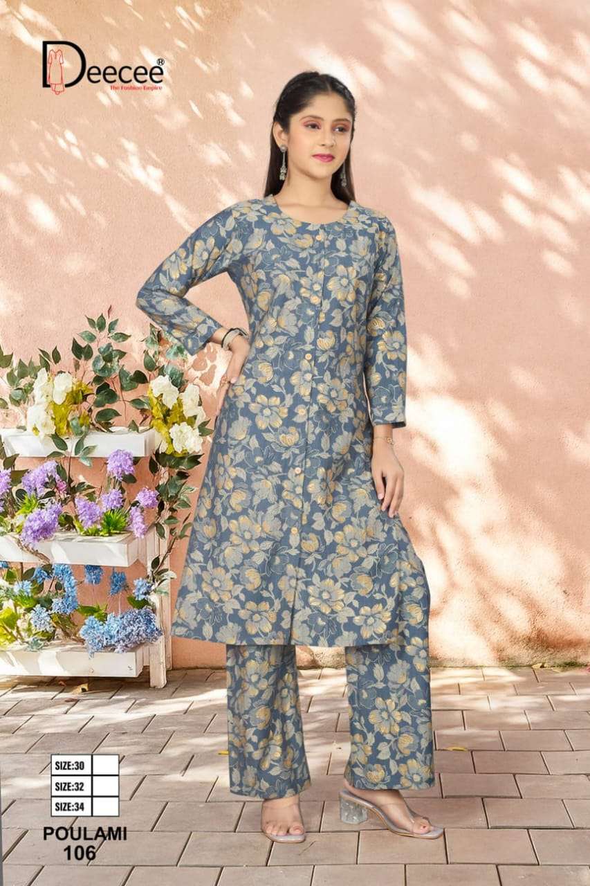 PAULAMI BY DEECEE IN VATICAN PRINT FABRIC STRAIGHT KURTI WITH PANEL BUTTON PATTI 