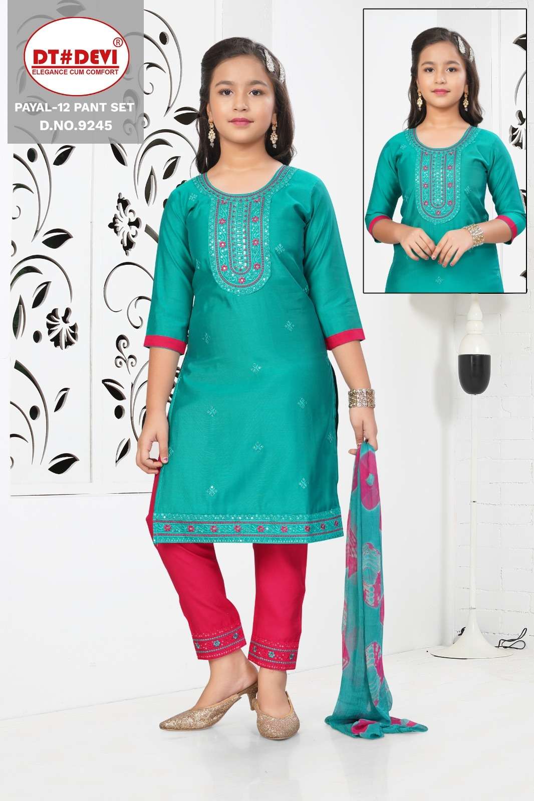 PAYAL-12 BY DT DEVI IN ROMAN SILK DESIGN KURTI PANT SET &  NAZEEN DOUBLE COLOUR DUPATTA 