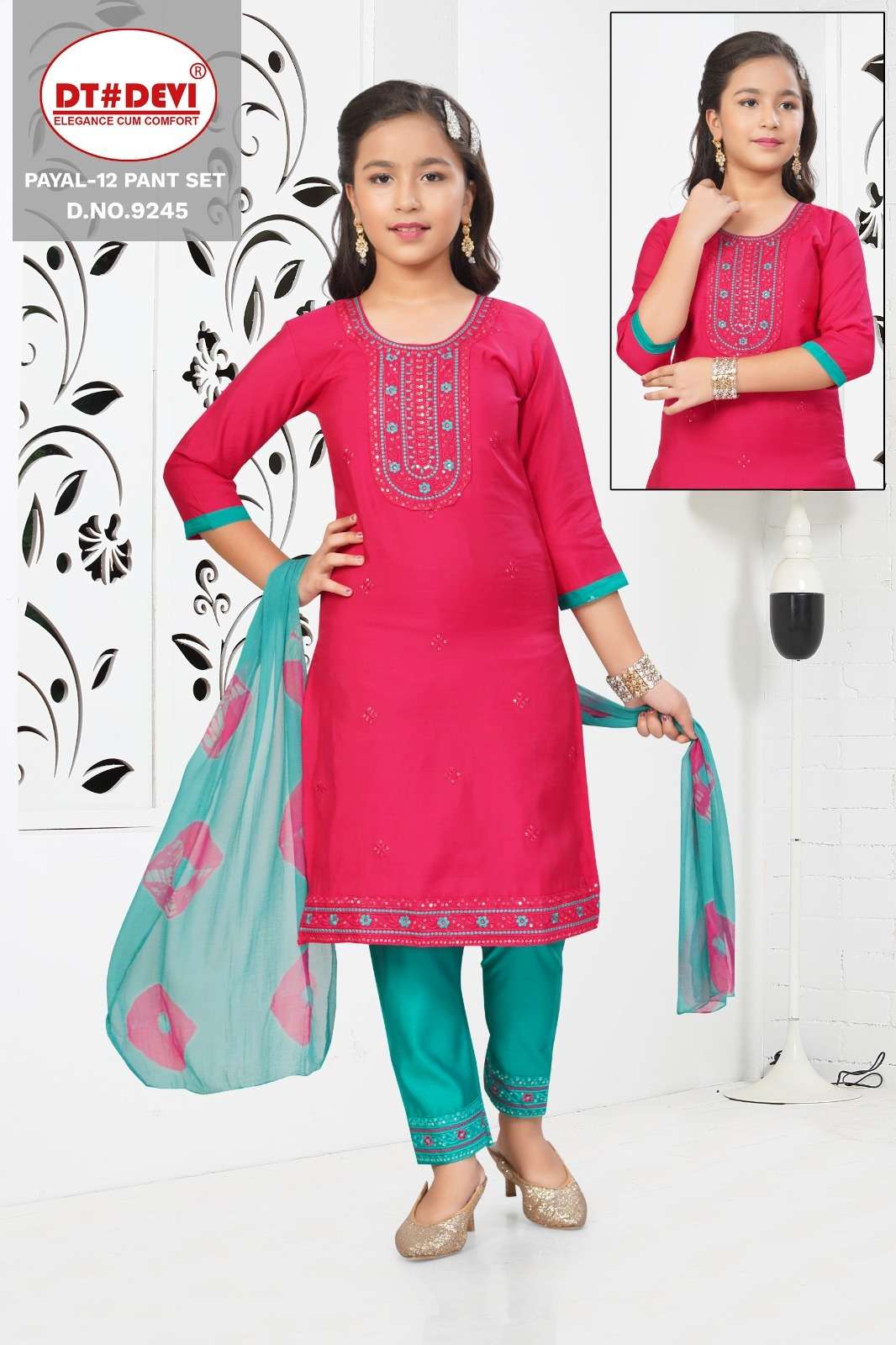 PAYAL-12 BY DT DEVI IN ROMAN SILK DESIGN KURTI PANT SET &  NAZEEN DOUBLE COLOUR DUPATTA 