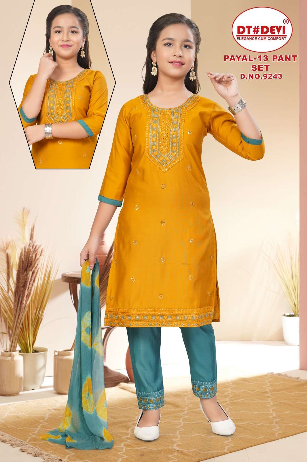 PAYAL-13 BY DT DEVI IN ROMAN SILK DESIGN KURTI PANT SET &  NAZEEN DOUBLE COLOUR DUPATTA 