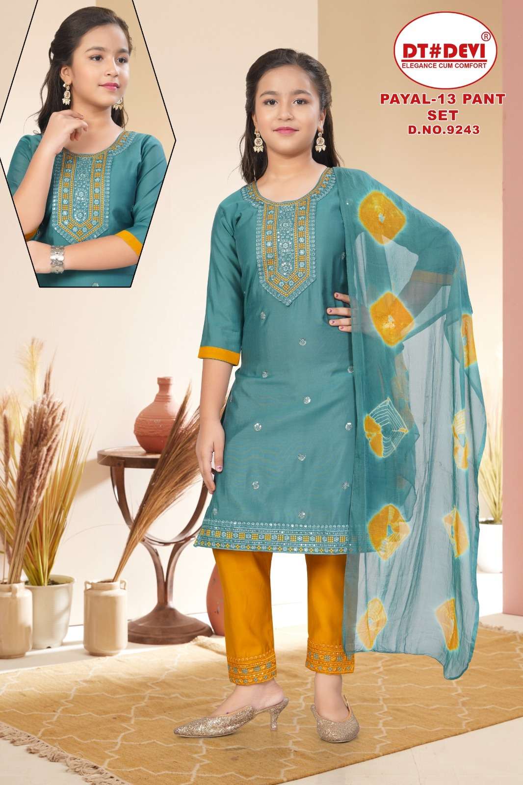 PAYAL-13 BY DT DEVI IN ROMAN SILK DESIGN KURTI PANT SET &  NAZEEN DOUBLE COLOUR DUPATTA 