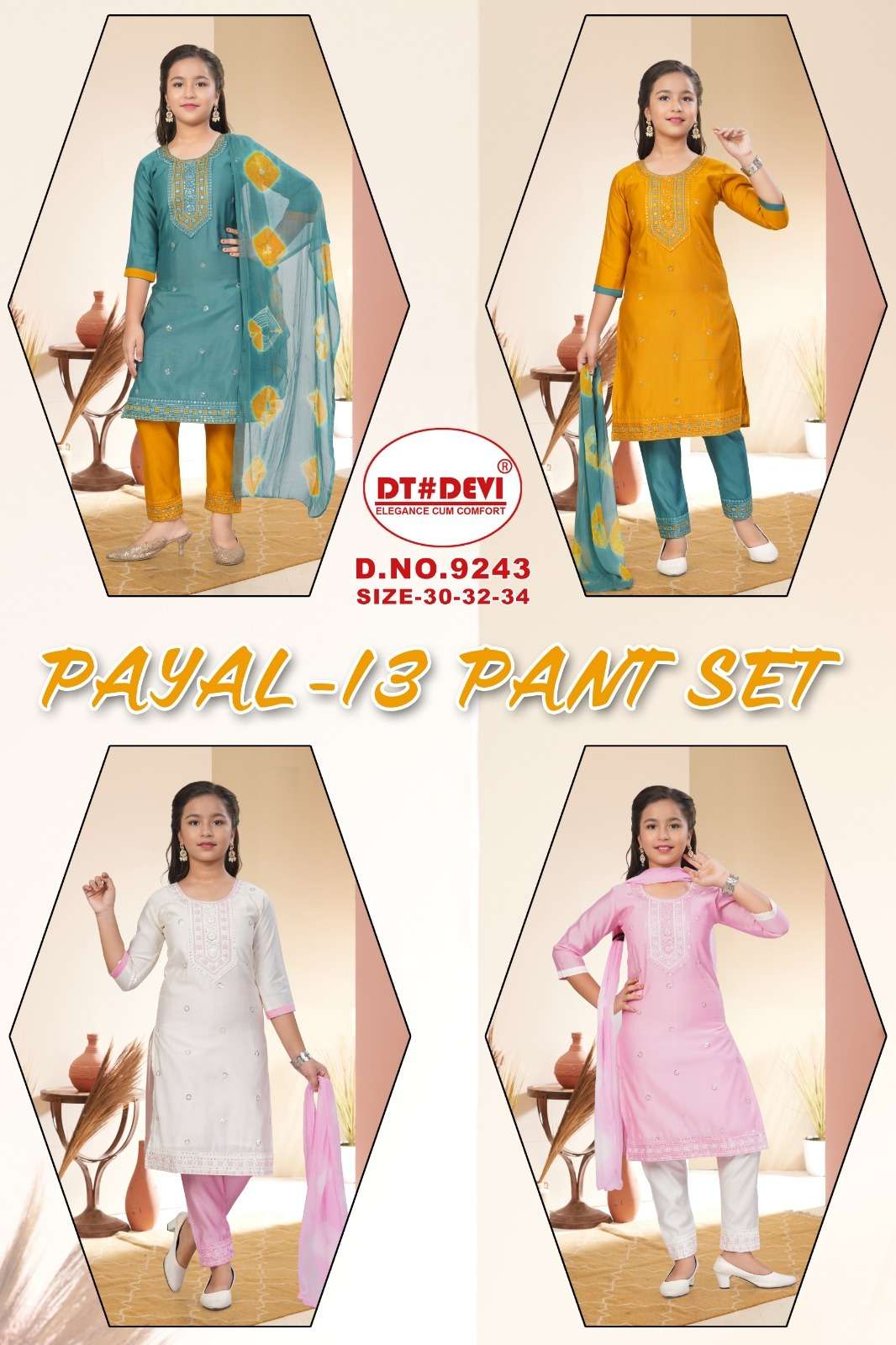 PAYAL-13 BY DT DEVI IN ROMAN SILK DESIGN KURTI PANT SET &  NAZEEN DOUBLE COLOUR DUPATTA 