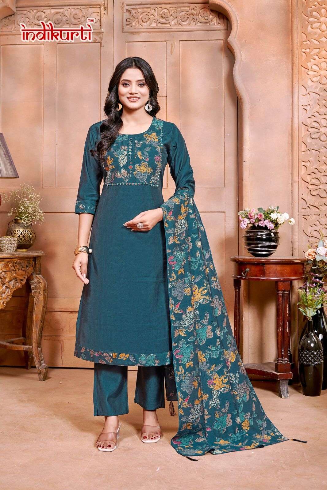 PAYAL VOL-2 BY INDIKURTI IN VETICAN PRINT WITH FANCY EMBROIDERY WORK