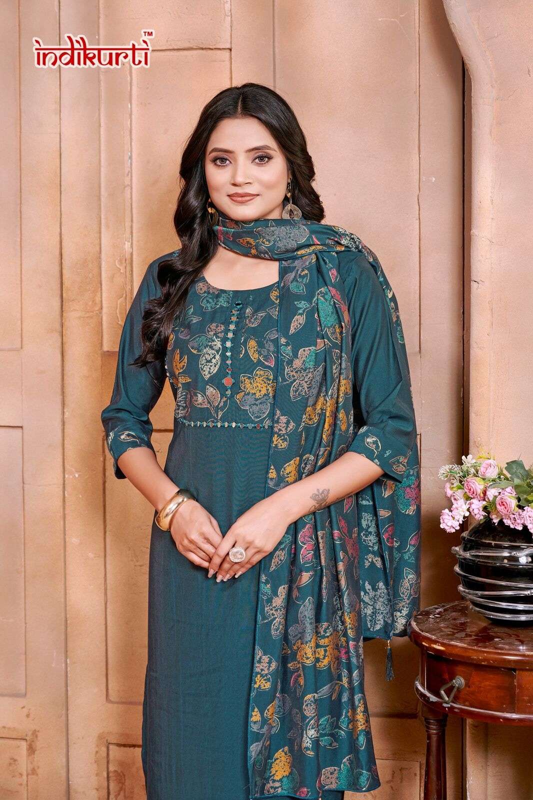 PAYAL VOL-2 BY INDIKURTI IN VETICAN PRINT WITH FANCY EMBROIDERY WORK