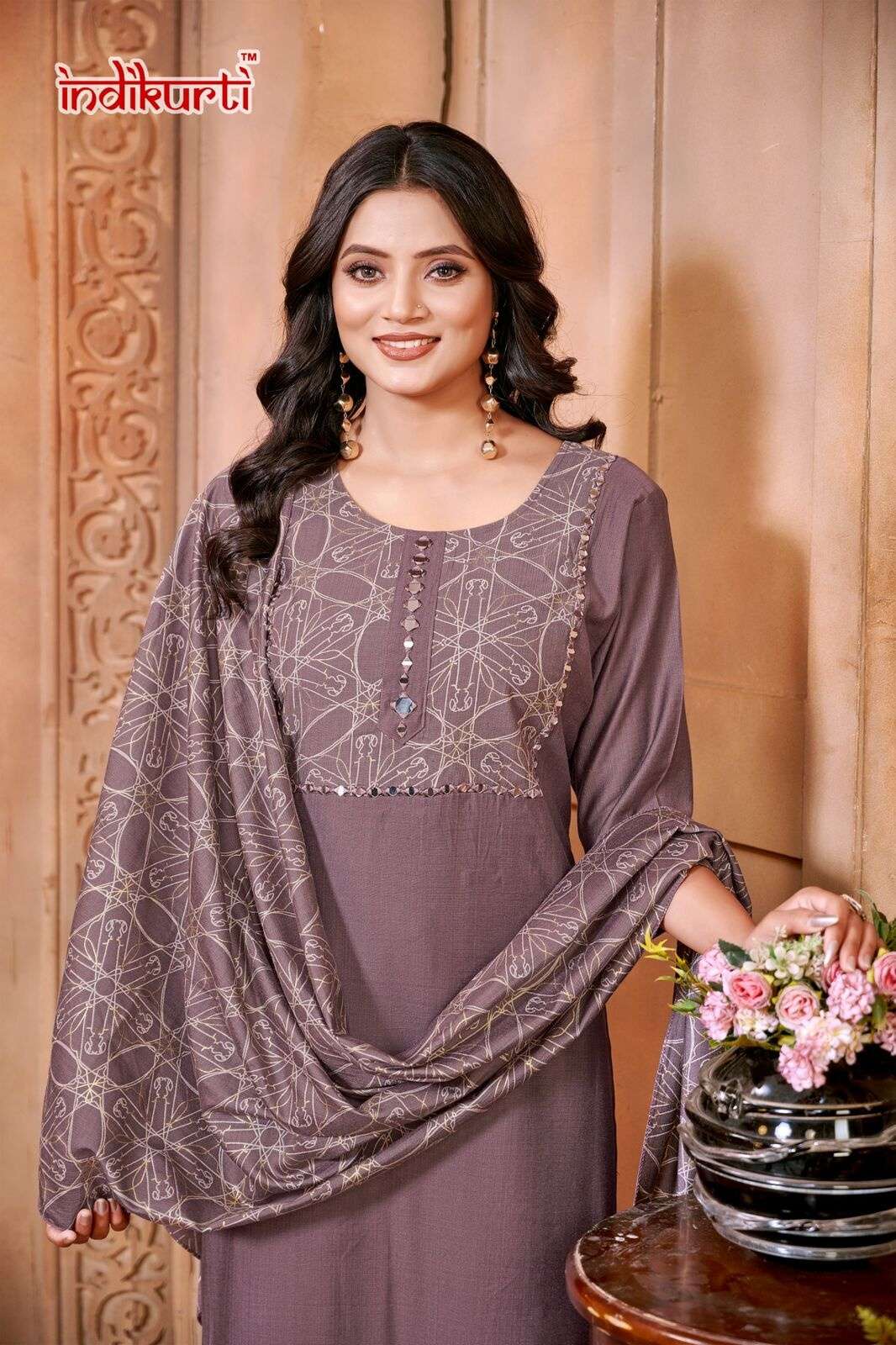 PAYAL VOL-2 BY INDIKURTI IN VETICAN PRINT WITH FANCY EMBROIDERY WORK