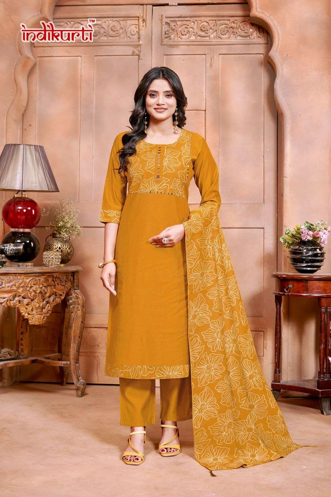 PAYAL VOL-2 BY INDIKURTI IN VETICAN PRINT WITH FANCY EMBROIDERY WORK