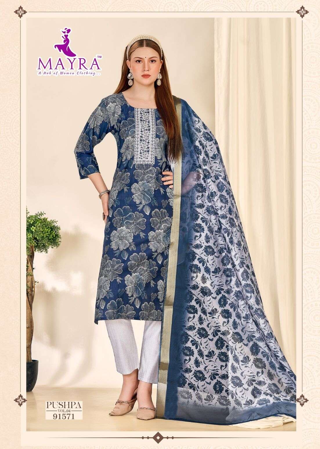PUSHPA-4 BY MAYRA FASHION IN HEAVY VERTICAN PRINT WITH SEQUENCE EMBROIDERY WORK