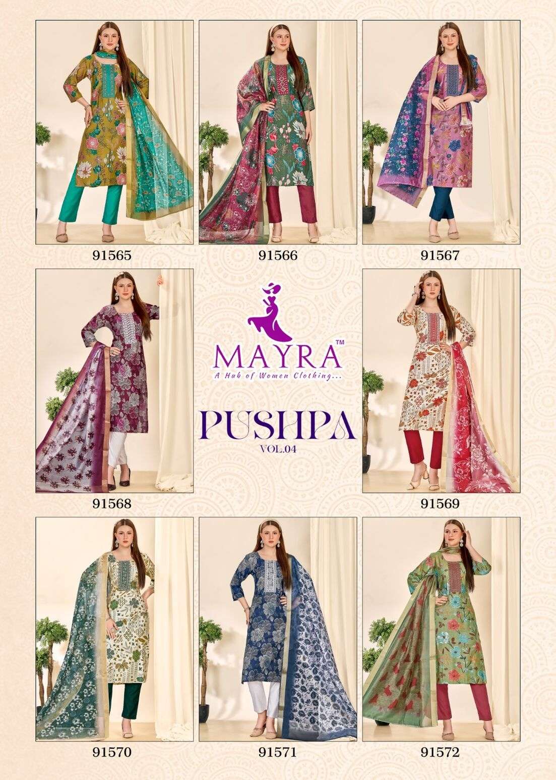 PUSHPA-4 BY MAYRA FASHION IN HEAVY VERTICAN PRINT WITH SEQUENCE EMBROIDERY WORK
