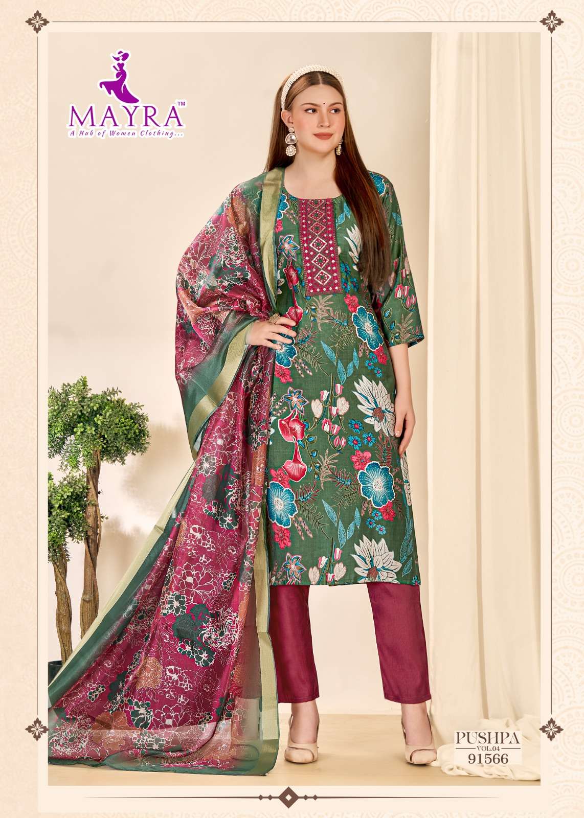PUSHPA-4 BY MAYRA FASHION IN HEAVY VERTICAN PRINT WITH SEQUENCE EMBROIDERY WORK