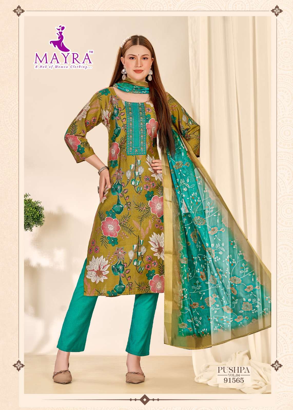 PUSHPA-4 BY MAYRA FASHION IN HEAVY VERTICAN PRINT WITH SEQUENCE EMBROIDERY WORK