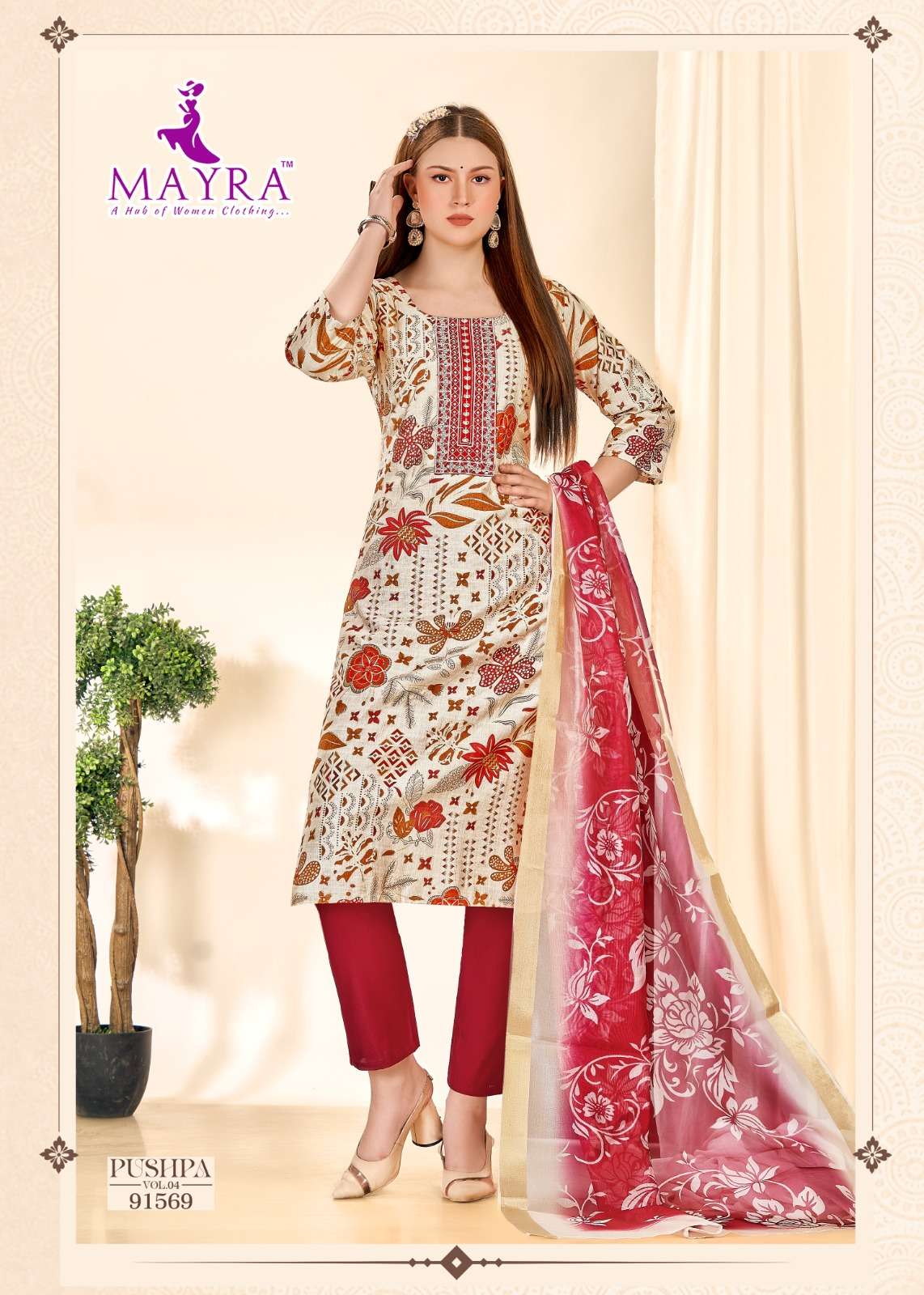 PUSHPA-4 BY MAYRA FASHION IN HEAVY VERTICAN PRINT WITH SEQUENCE EMBROIDERY WORK