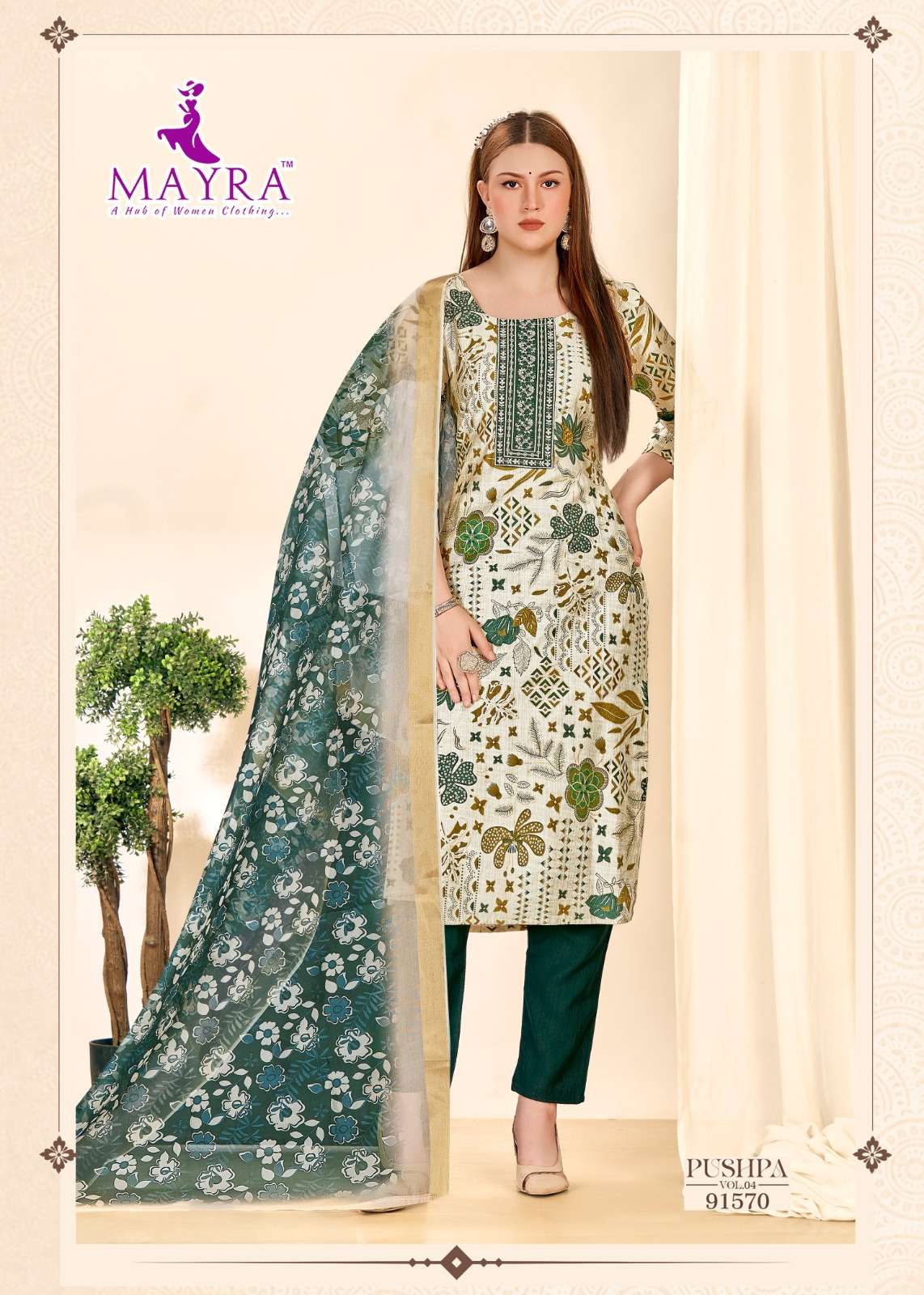 PUSHPA-4 BY MAYRA FASHION IN HEAVY VERTICAN PRINT WITH SEQUENCE EMBROIDERY WORK