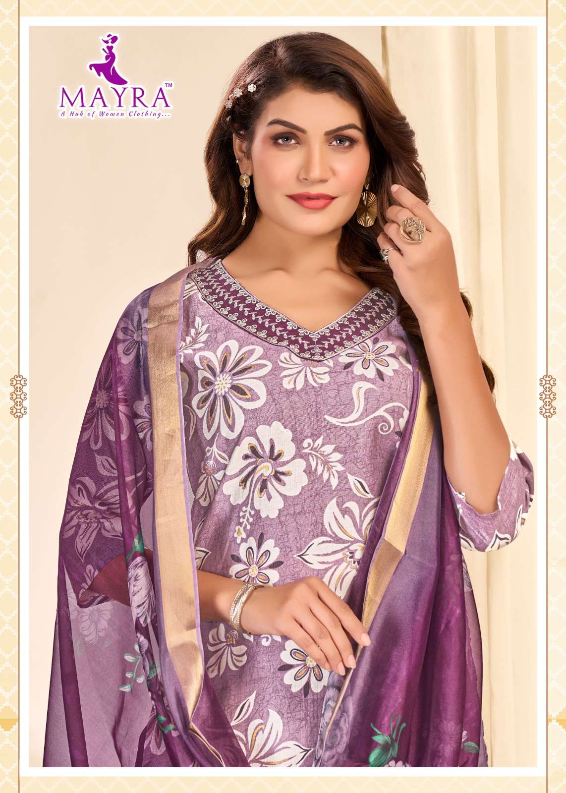 PUSHPA-5 BY MAYRA FASHION IN HEAVY VERTICAN PRINT WITH SEQUENCE EMBROIDERY WORK