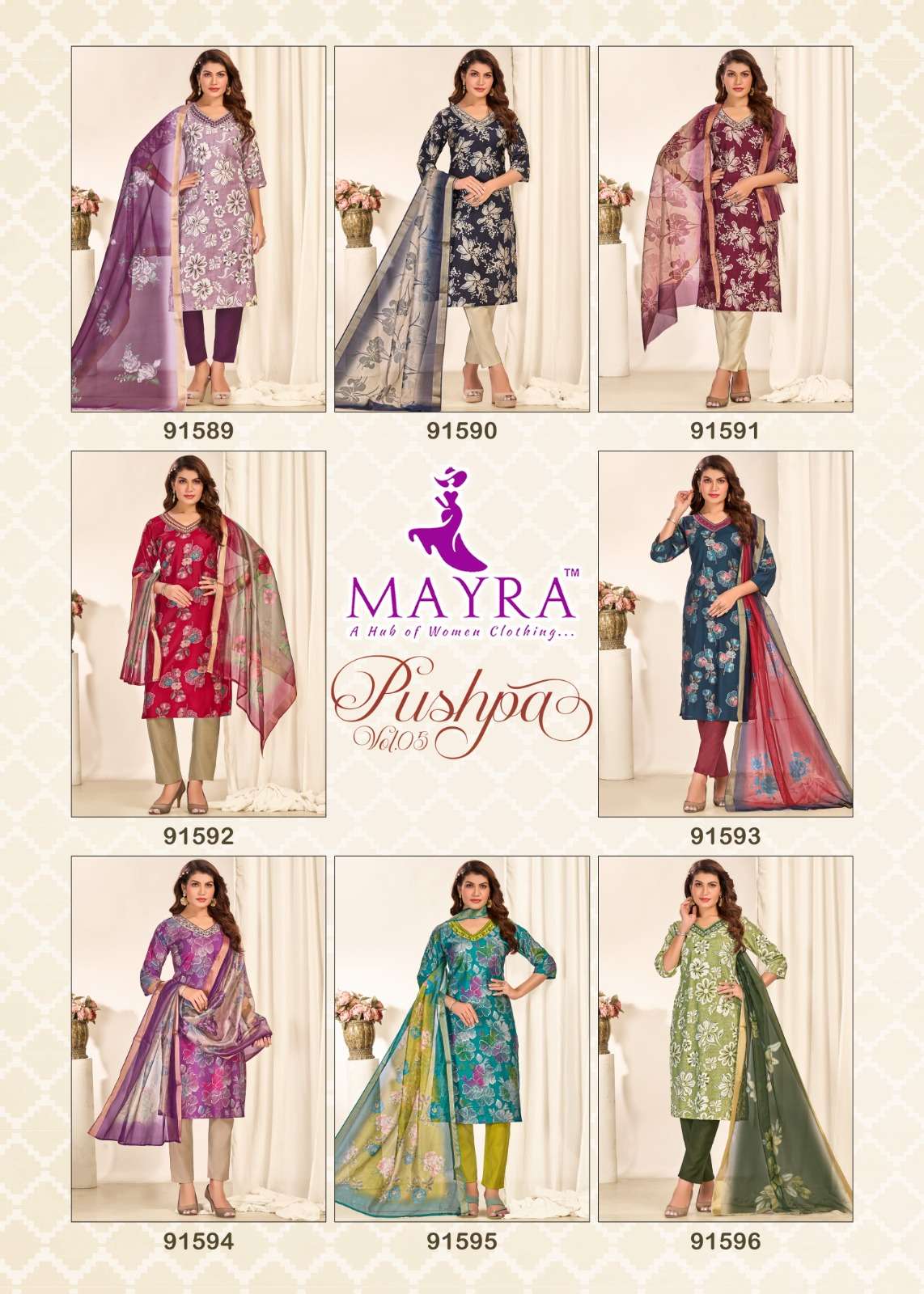 PUSHPA-5 BY MAYRA FASHION IN HEAVY VERTICAN PRINT WITH SEQUENCE EMBROIDERY WORK