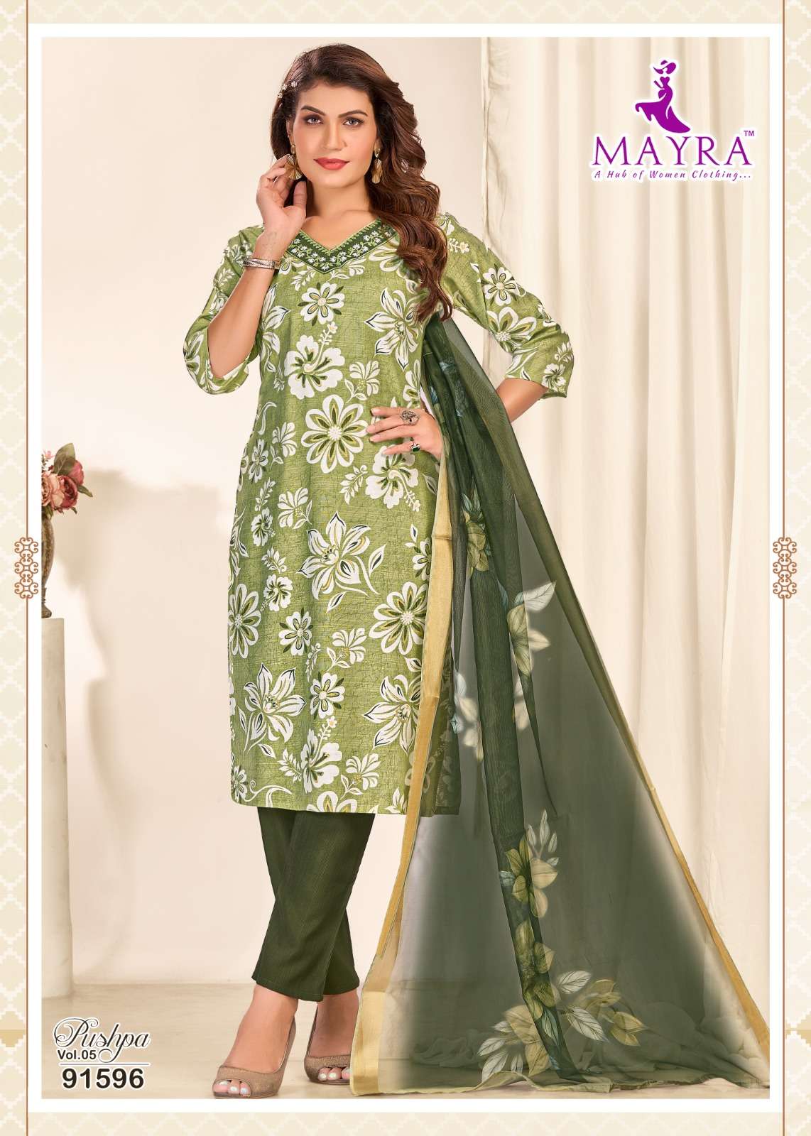 PUSHPA-5 BY MAYRA FASHION IN HEAVY VERTICAN PRINT WITH SEQUENCE EMBROIDERY WORK
